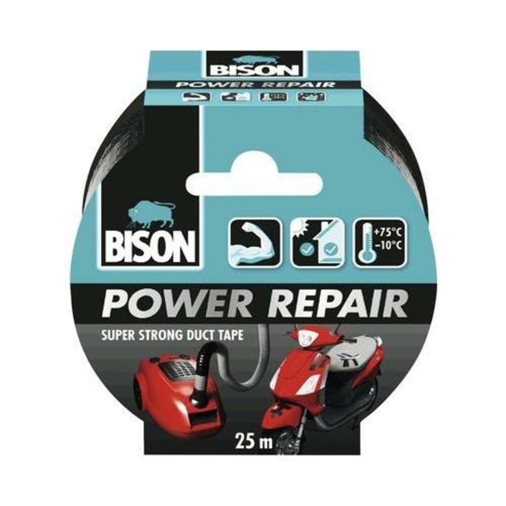Bison Tape Power Repair Zwart 25 meter