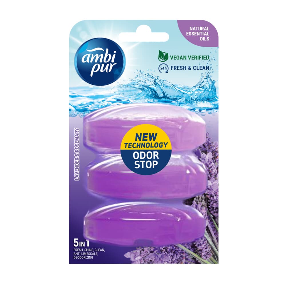 3+2 gratis: Ambi Pur Toiletblok Navulling Lavendel&Rozemarijn 3 stuks