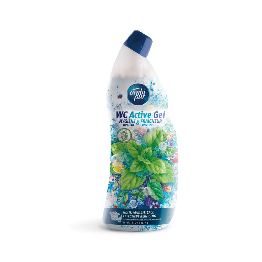 3+2 gratis: Ambi Pur Toiletreiniger Wc Active Gel Mint&Jasmijn 750 ml