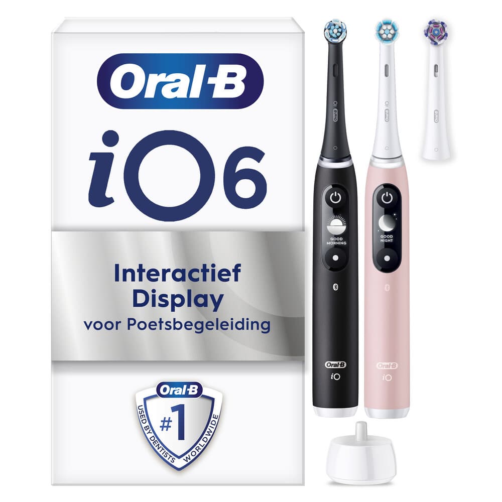 3x Oral-B Elektrische Tandenborstel iO 6 Duo Zwart&Roze 1 set
