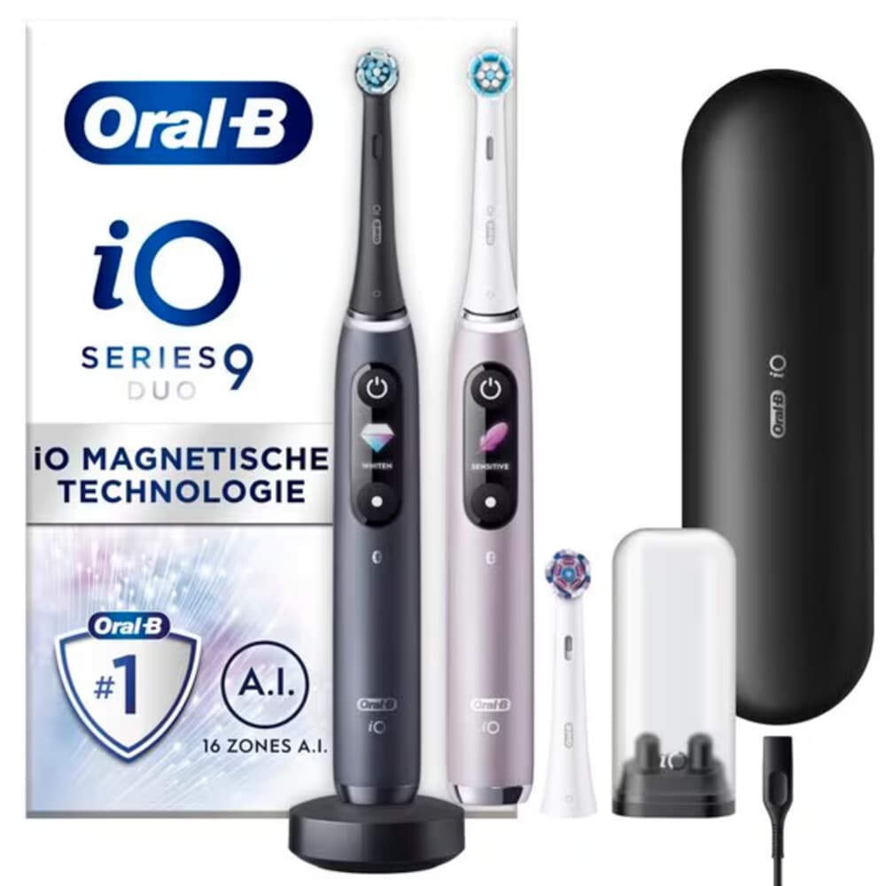 Oral-B Elektrische Tandenborstel iO 9 Duo Zwart&Roze 2 stuks