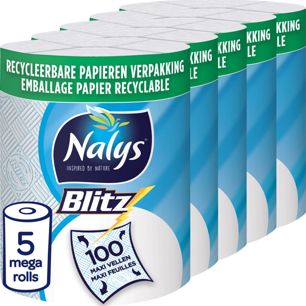 5x Nalys Blitz Huishoudpapier in Papieren Verpakking