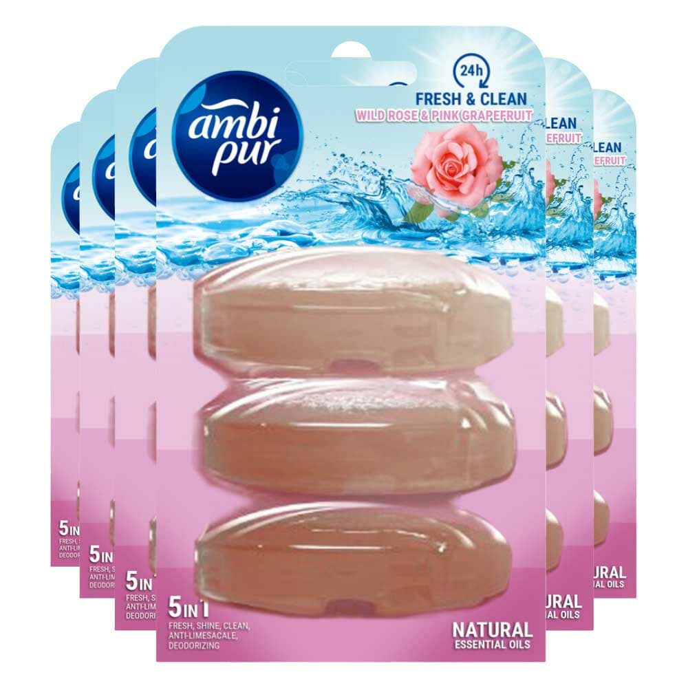 6x Ambi Pur Toiletblok Navulling Wilde Roos&Grapefruit 3 stuks