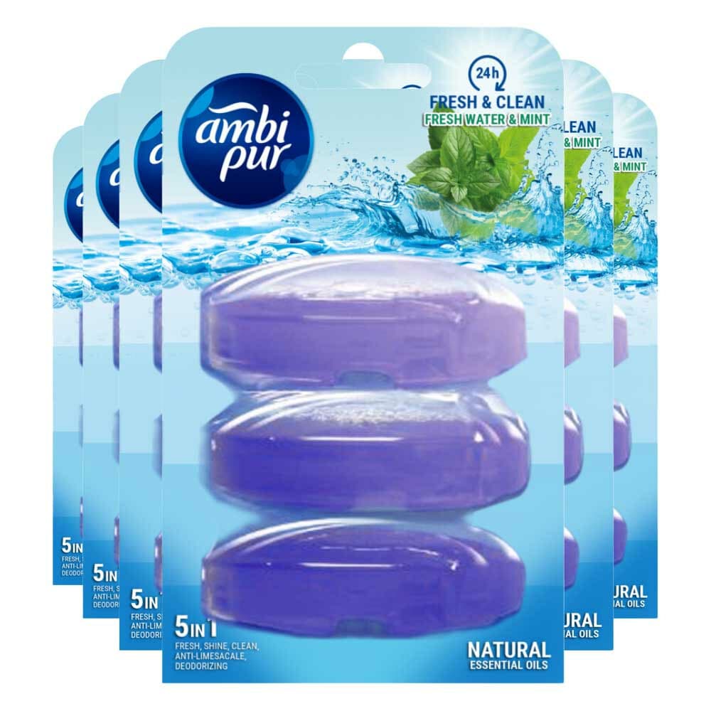 6x Ambi Pur Toiletblok Navulling Fris Water en Mint 3 stuk