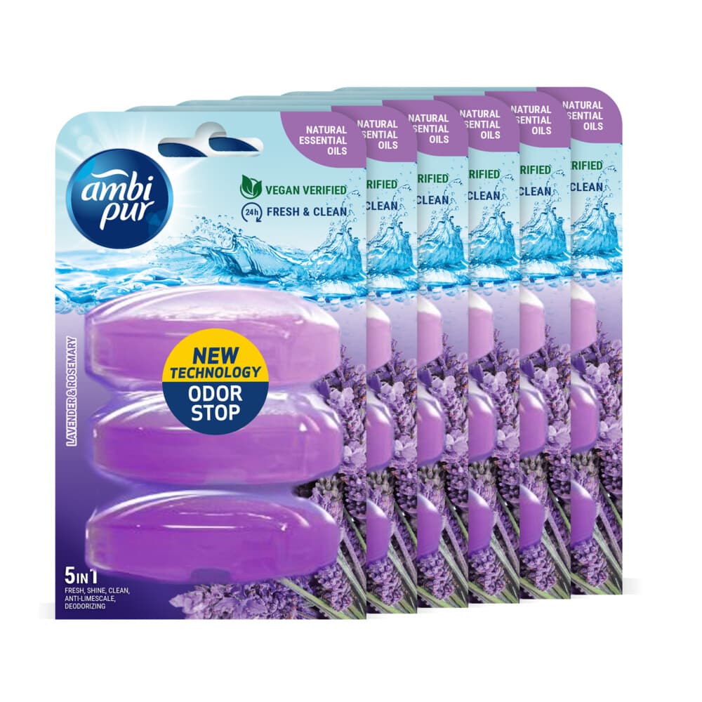 6x Ambi Pur Toiletblok Navulling Lavendel&Rozemarijn 3 stuks