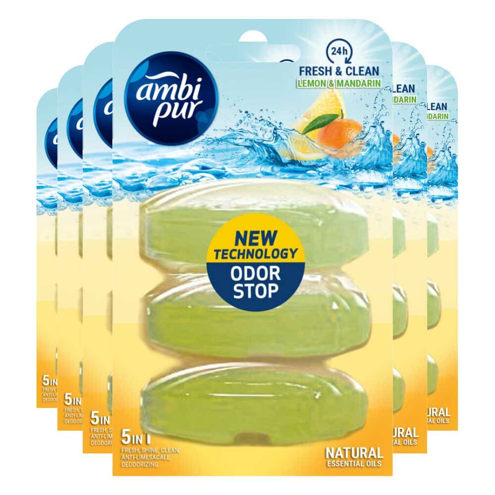 6x Ambi Pur Toiletblok Navulling Citroen en Mandarijn 3 stuks