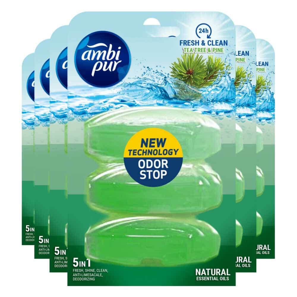 6x Ambi Pur Toiletblok Navulling Tea Tree&Dennen 3 stuk