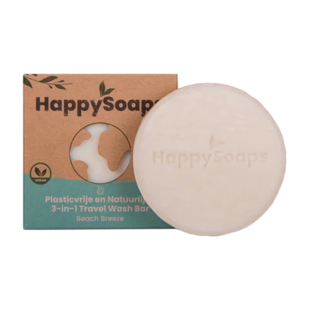 HappySoaps 3-in-1 Travel Wash Bar Beach Breeze 40 gr