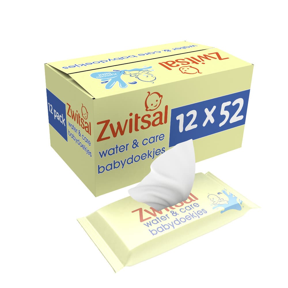 Zwitsal Water&Care Babydoekjes met Zwitsalgeur 12x52 = 624 stuks