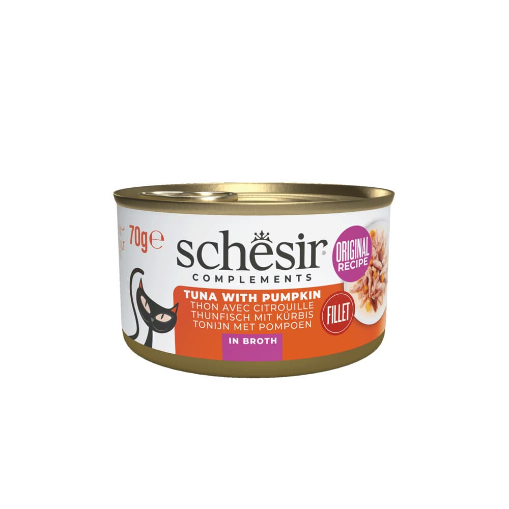 12x Schesir Kattenvoer Pompoen in Bouillon 70 gr