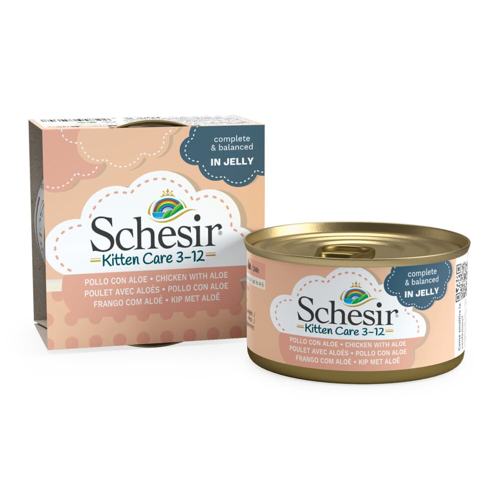 Schesir Kattenvoer Kitten 3-12 Kip - Aloe in Gelei 85 gr