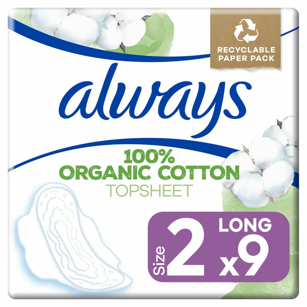 Always Maandverband Bio Cotton Protection Ultra Long met Vleugels 9 stuks