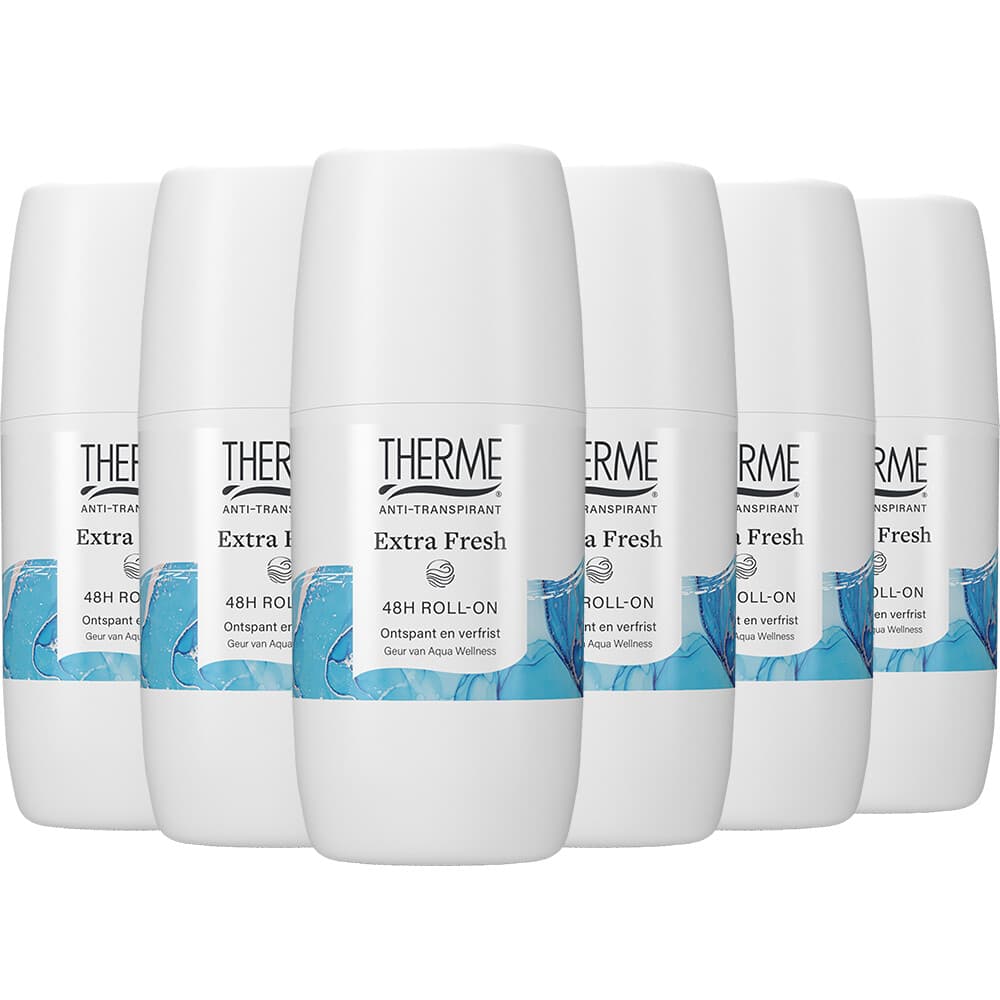 6x Therme Anti-Transpirant Extra Fresh 48H Roll-On Deodorant 60 ml