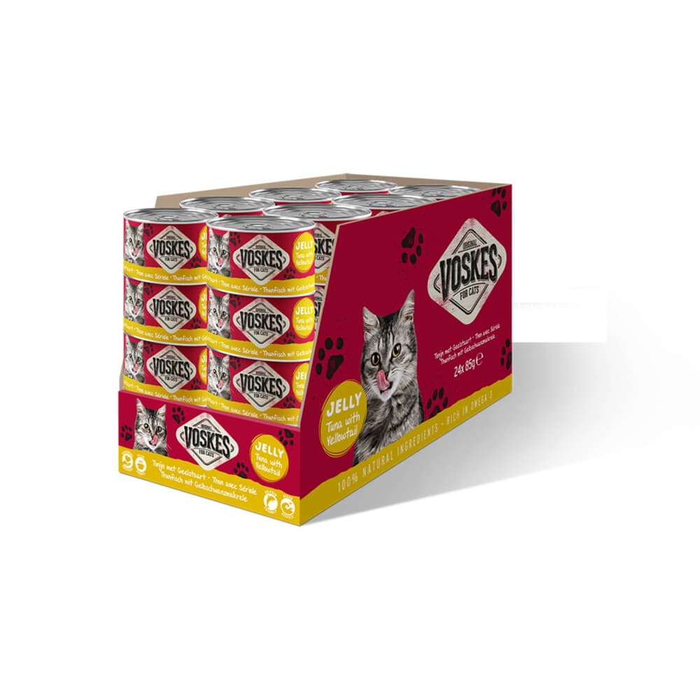 24x Voskes Kattenvoer Nat Tonijn met Geelstaart 85 gr
