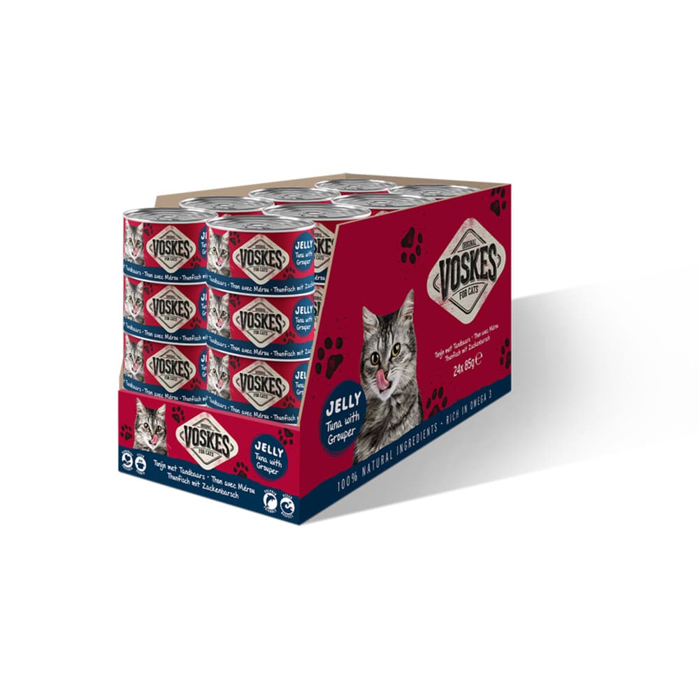 24x Voskes Kattenvoer Nat Tonijn met Tandbaars 85 gr