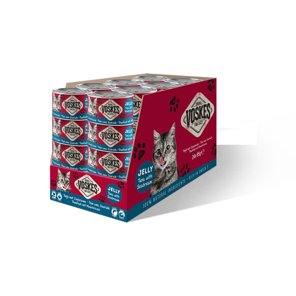 24x Voskes Kattenvoer Nat Tonijn met Zeebrasem 85 gr
