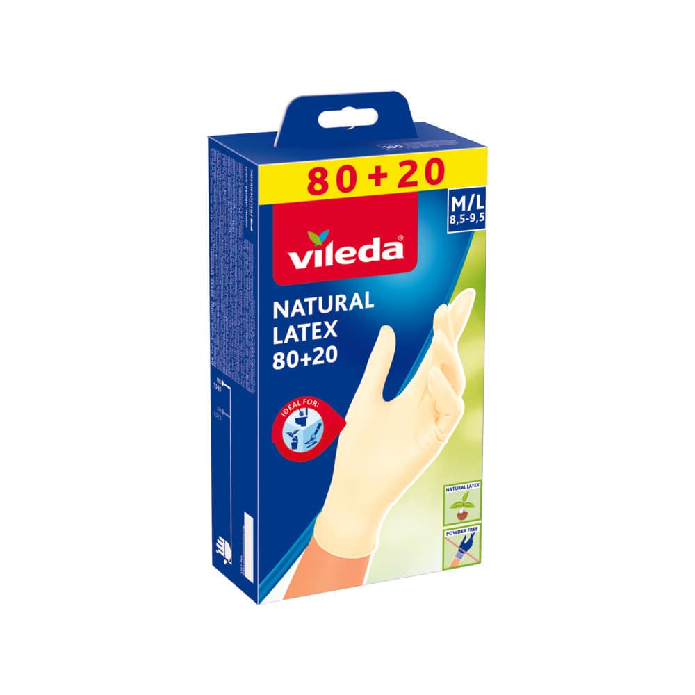 Vileda Natural Latex Handschoenen 100 Stuks
