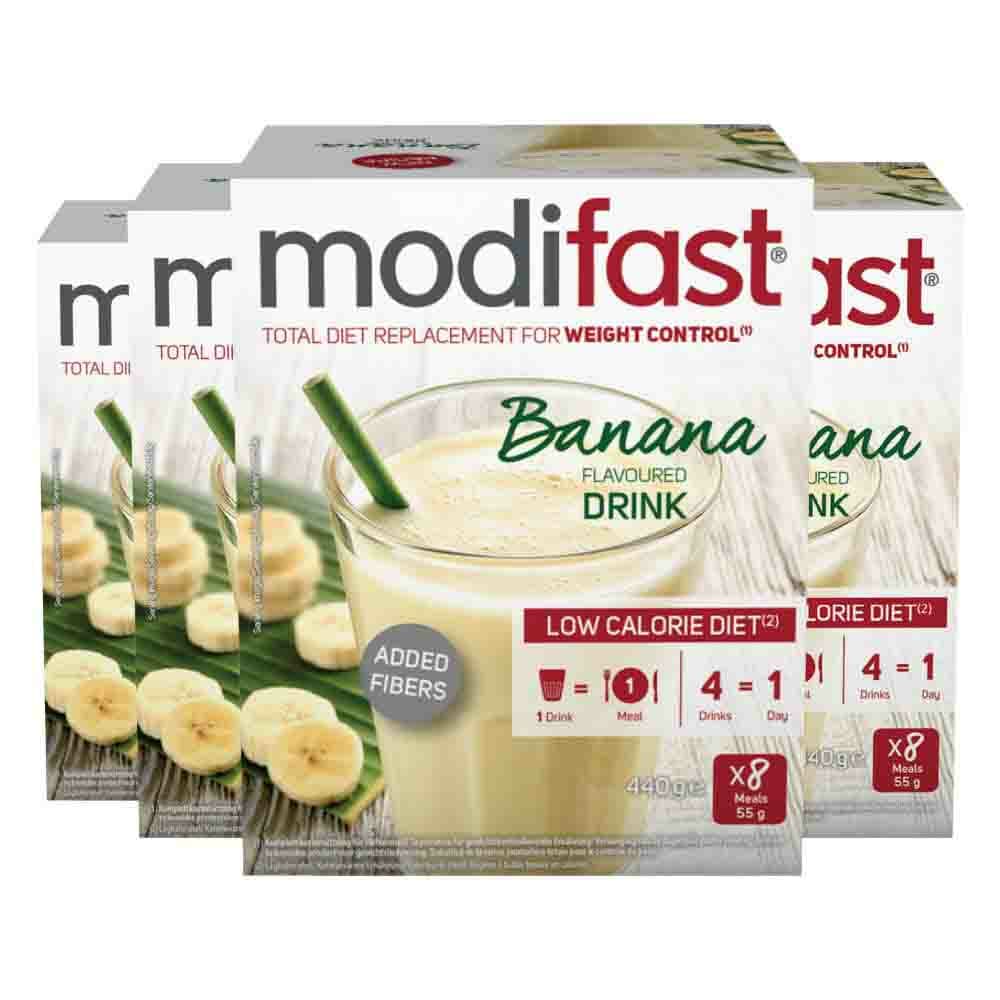 4x Modifast Intensive Milkshake Banaan 8 x 55 gr