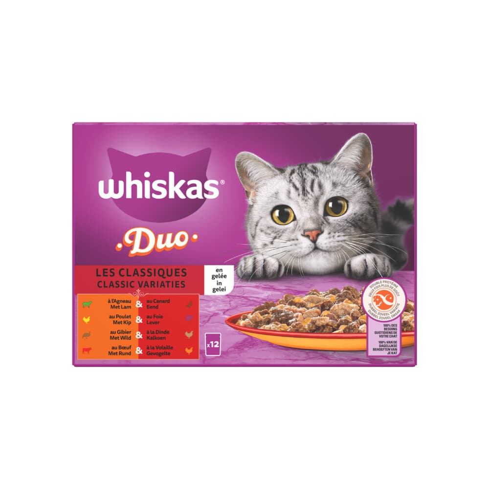 4x Whiskas Duo Senior Classic Variaties Multipack 12 x 85 gr