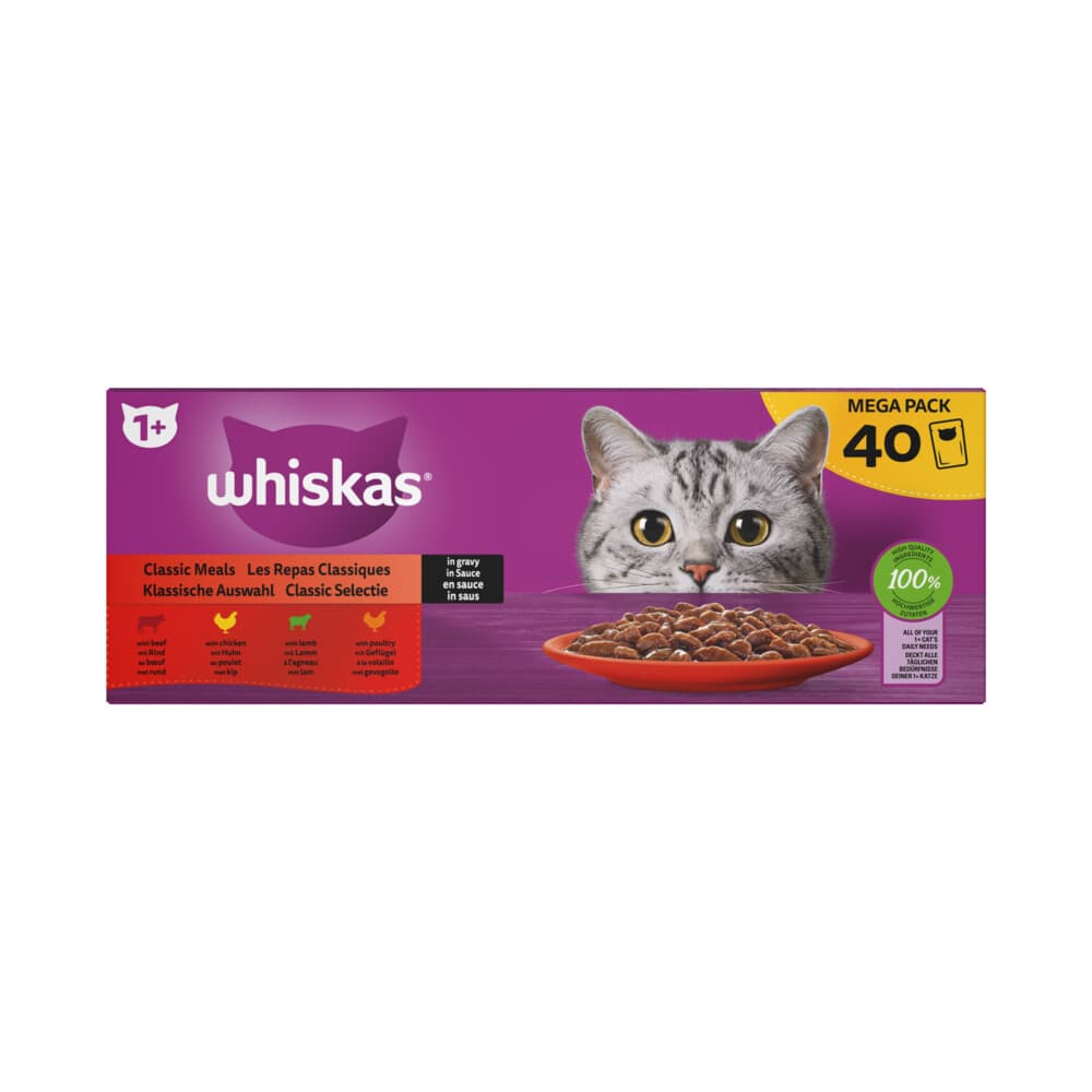 Whiskas 1+ Classic Kattenvoer natvoer Selectie in Saus 40 x 85 gr