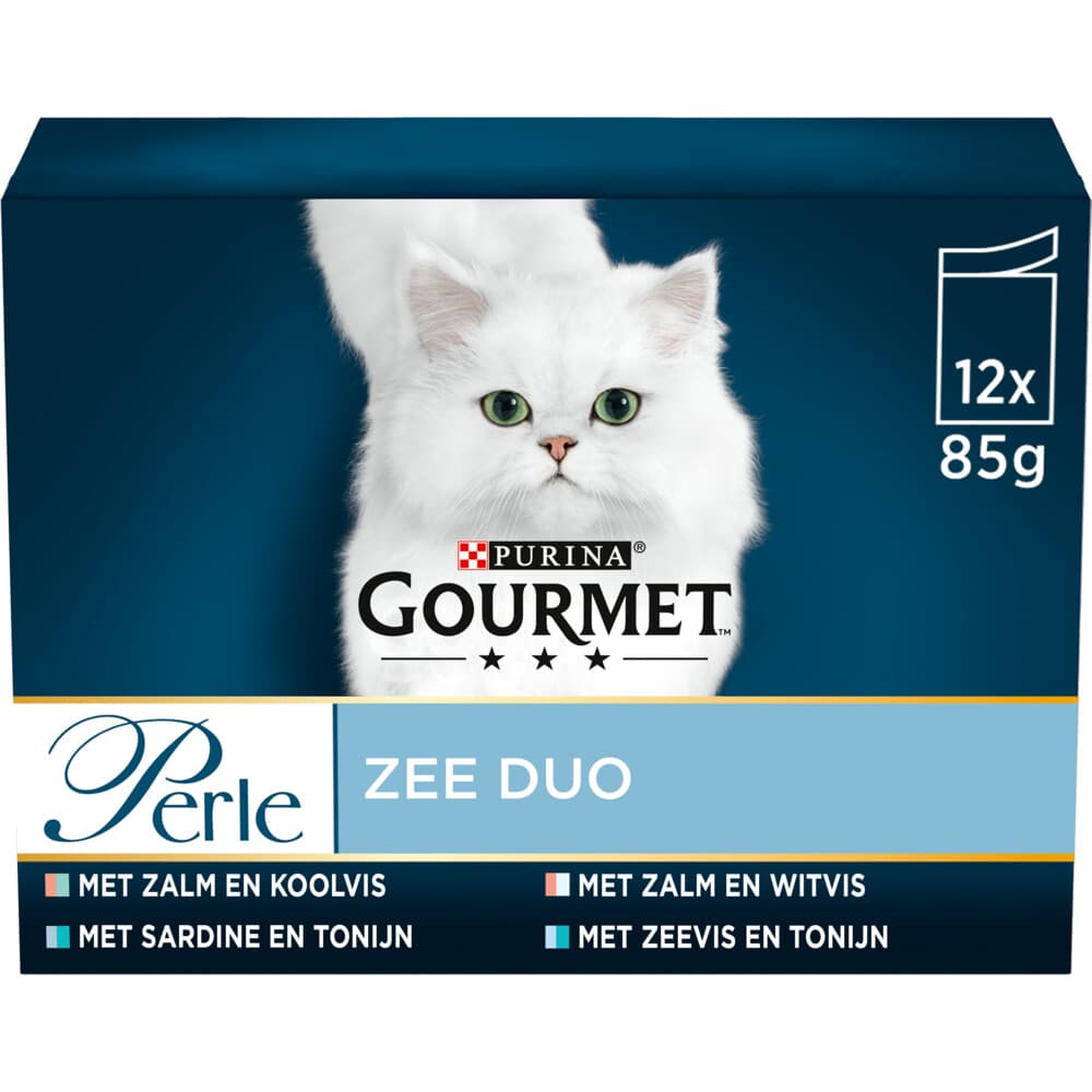 Gourmet Perle Kattenvoer Nat Mini Filets Multipack Zee Duo in Saus 12 x 85 gr