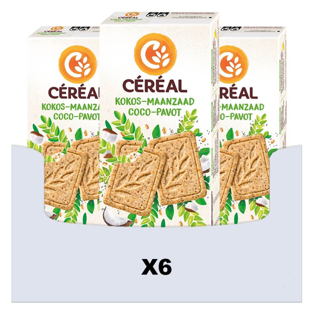 6x Céréal Healthy BIO Koek Kokos Maanzaad 132 gr