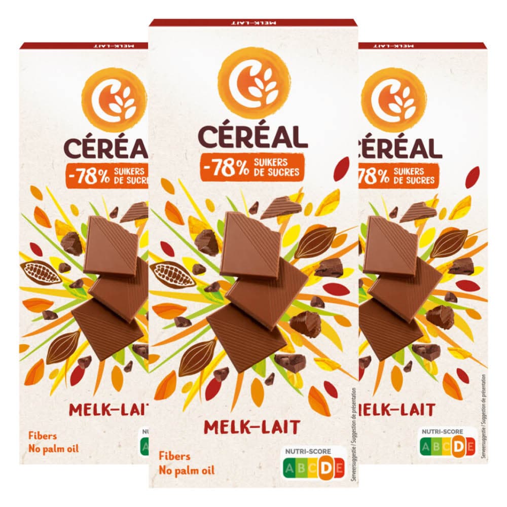 3x Céréal Chocoladetablet Melk 80 gr
