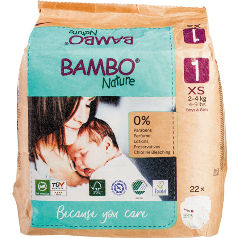 Bambo Nature Luiers Maat 1 XS (2-4 kg) 22 stuks