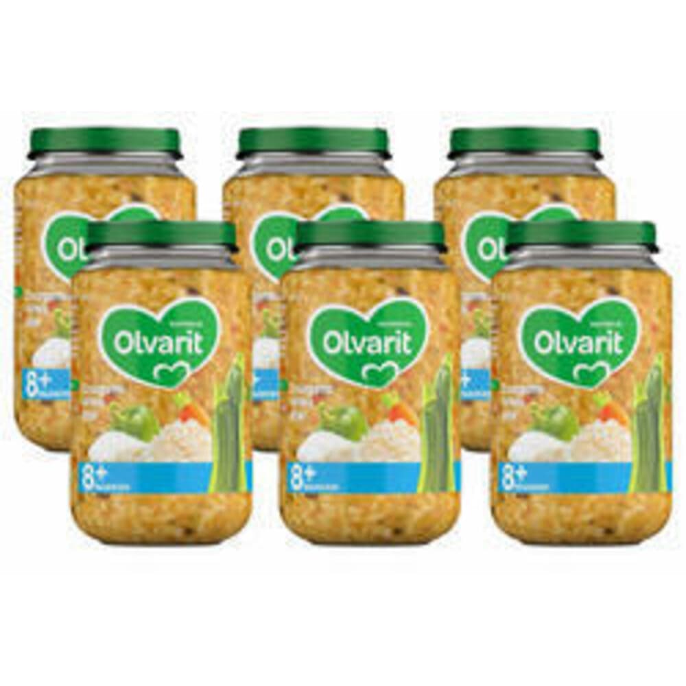6x Olvarit Maaltijd 8+m Courgette, Witvis&Rijst 200 gr