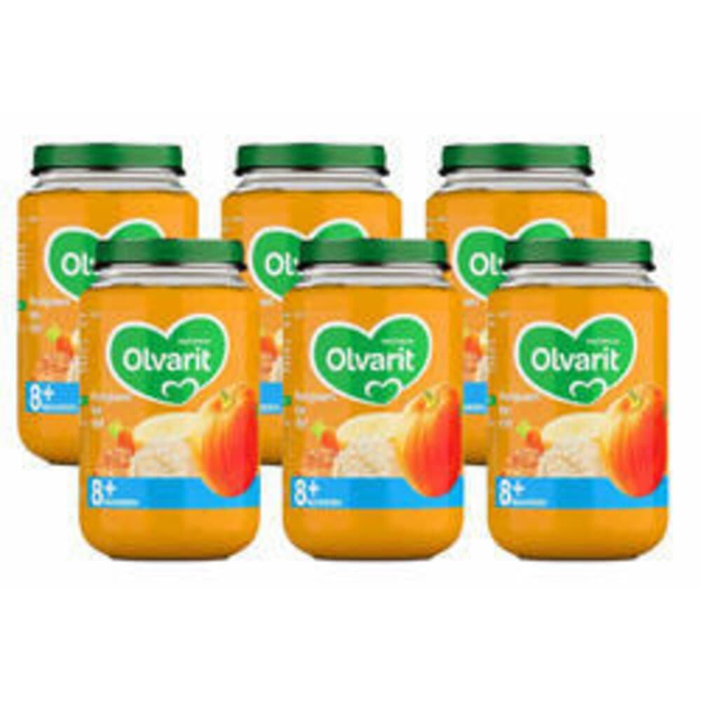 6x Olvarit Maaltijd 8+m Pompoen, Kip&Rijst 200 gr