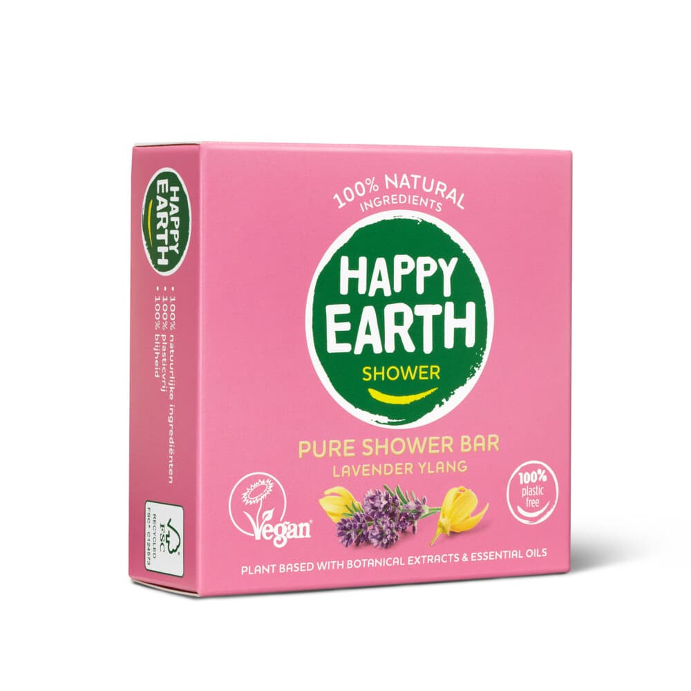 3x Happy Earth 100% Natuurlijke Shower Bar Lavender Ylang 90 gr