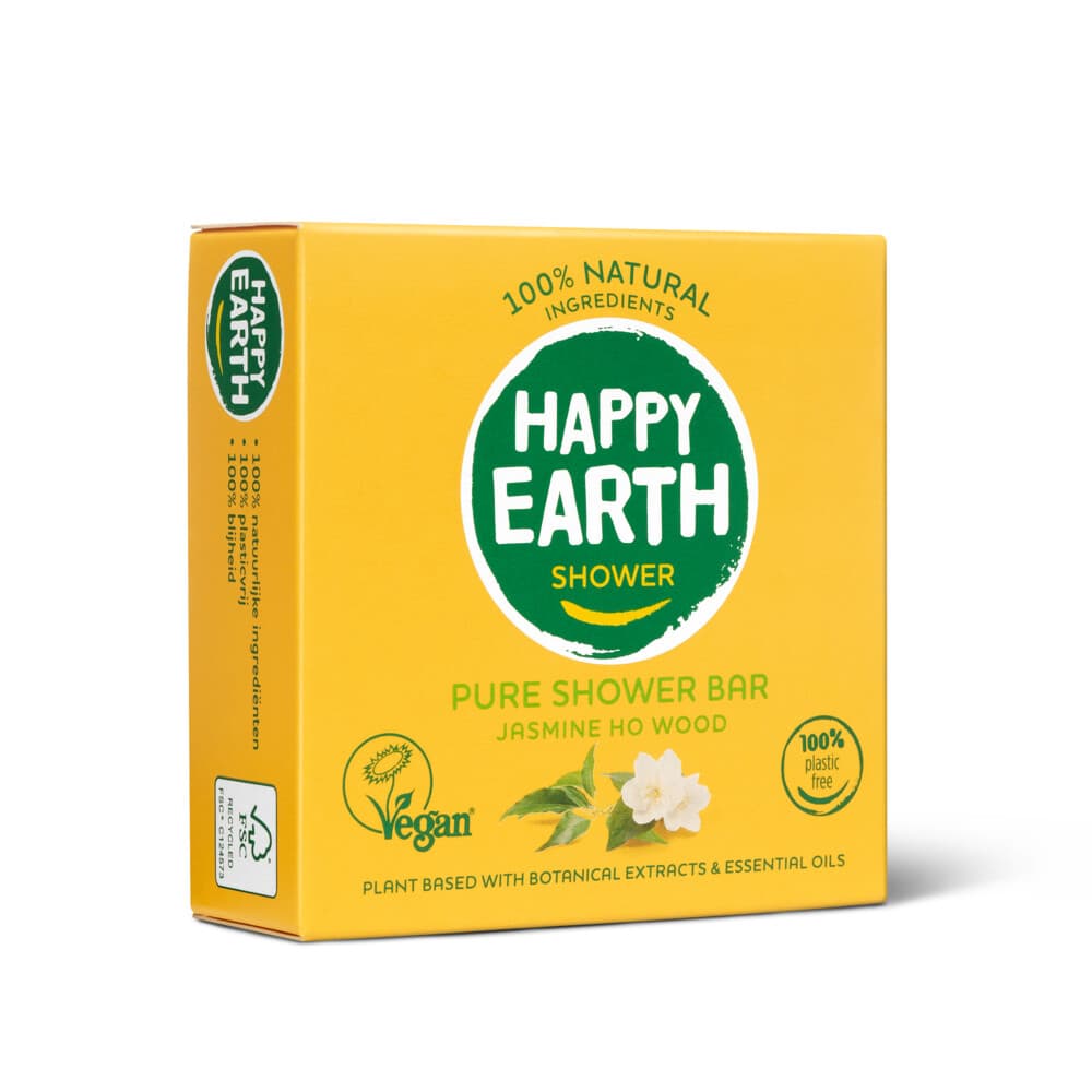 3x Happy Earth 100% Natuurlijke Shower Bar Jasmine Ho Wood 90 gr