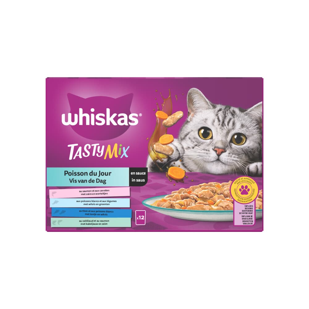 Whiskas Adult Multipack Vis van de Dag Selectie in Saus 12 x 85 gr