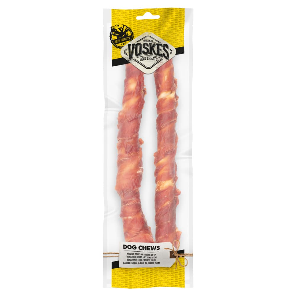 Voskes Stick Runderhuid Eend 25 cm 2 stuks