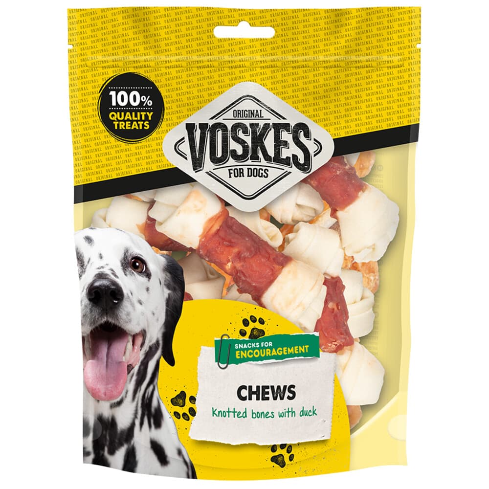 12x Voskes Geknoopte Botten Runderhuid met Eend 10 stuks