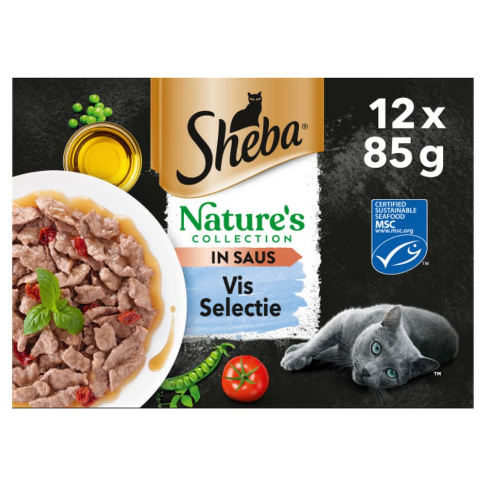 Sheba Nature's Collection Kattenvoer Natvoer Vis Selectie in Saus Maaltijdzakjes 12 x 85 gr
