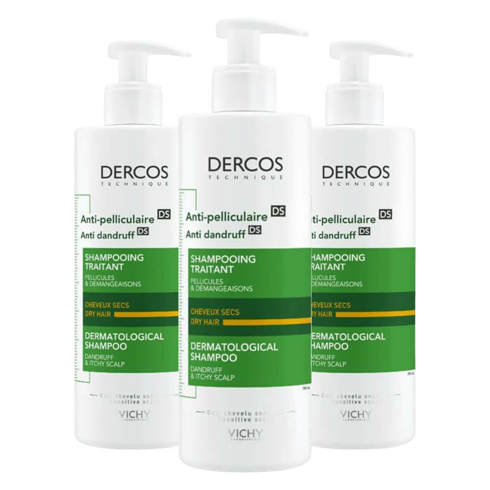 3x Vichy Dercos Anti-Roos Shampoo Droog Haar 390 ml