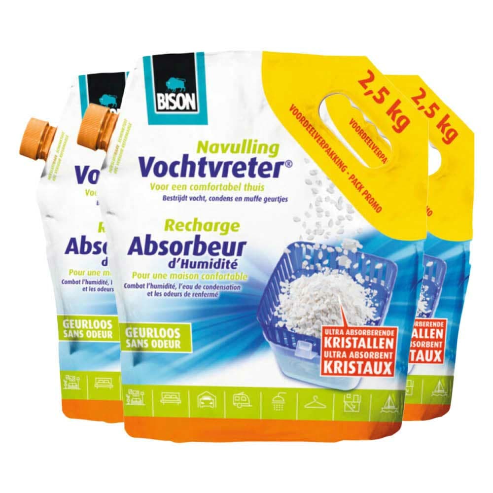 3x Bison Vochtvreter Navulling Neutraal 2,5kg