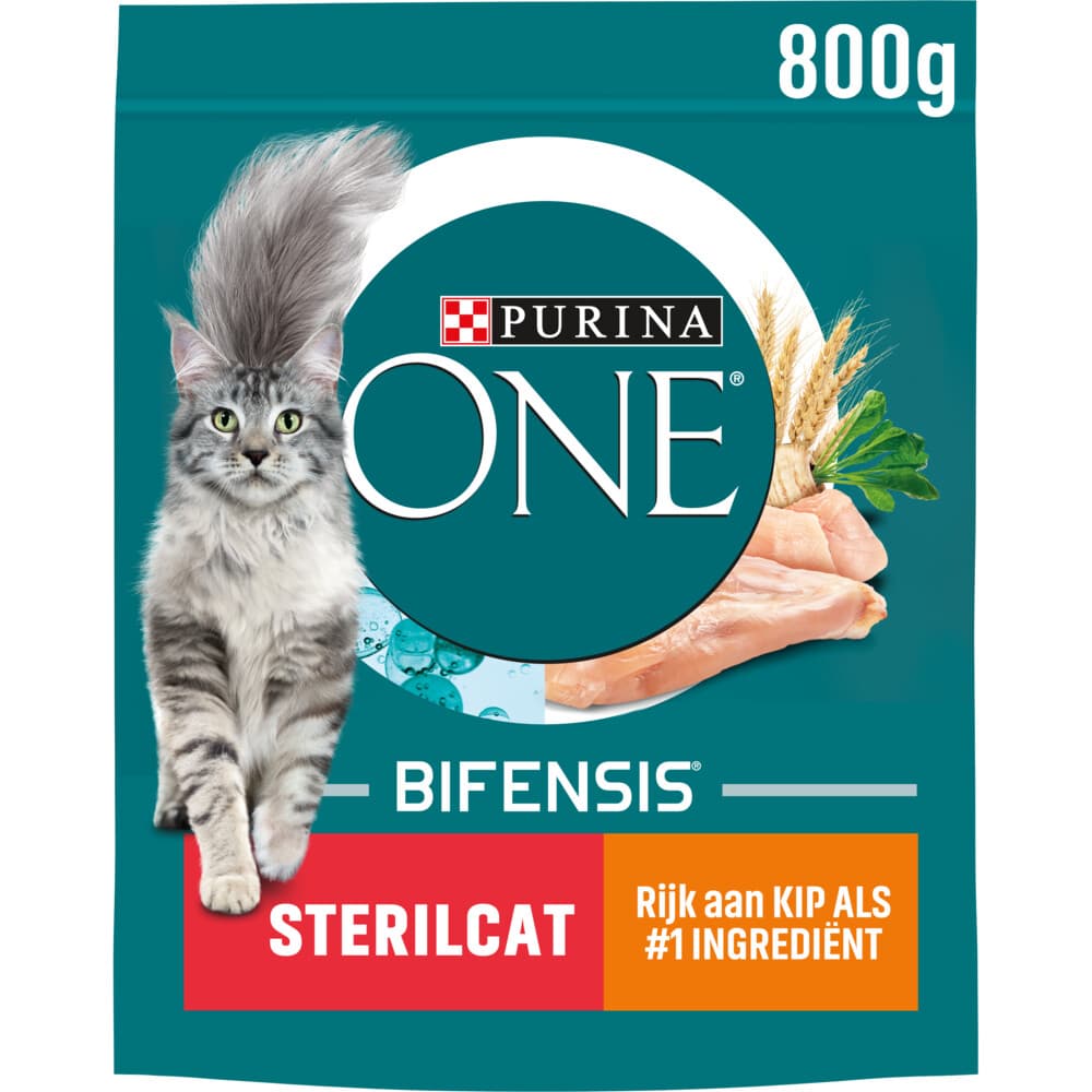 4x Purina ONE Kattenvoer Droog Adult Sterilcat Kip - Tarwe 800 gr