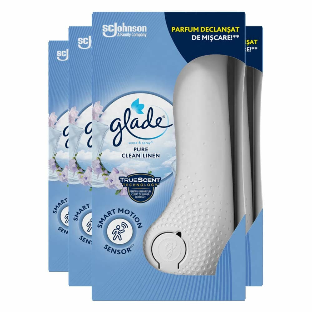 4x Glade Sense&Spray Houder Pure Clean Linen 18 ml