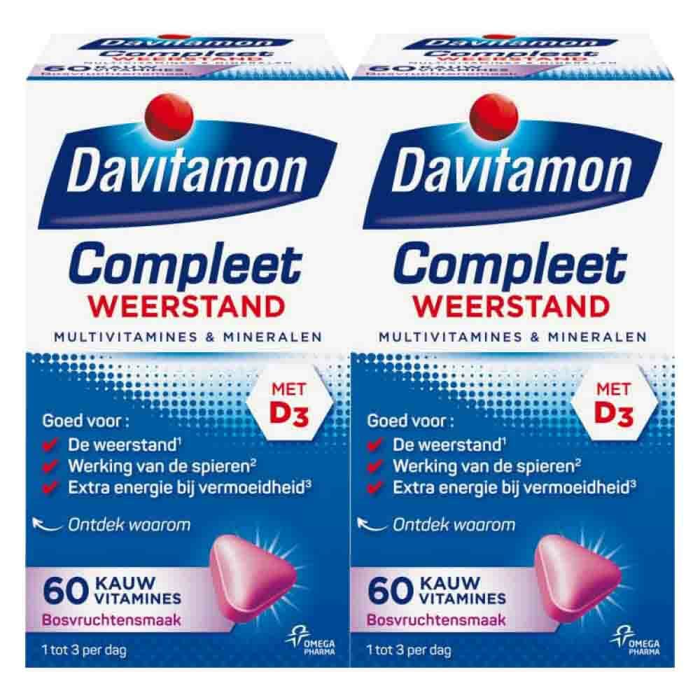 Gratis Verzending: 2x Davitamon Compleet Weerstand Bosvruchten 60 kauwtabletten