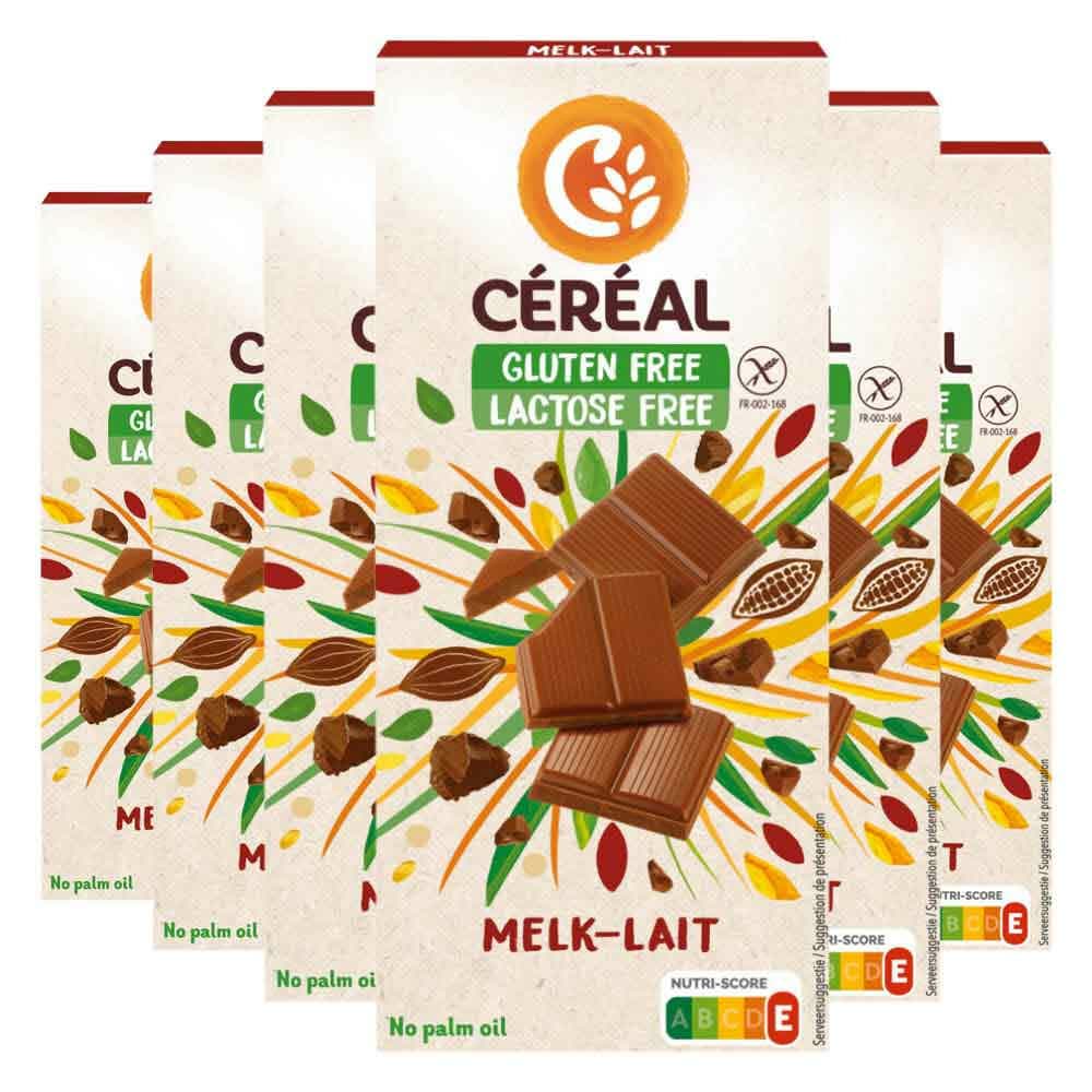6x Céréal Melkchocolade Tablet Glutenvrij en Lactosevrij 100 gr