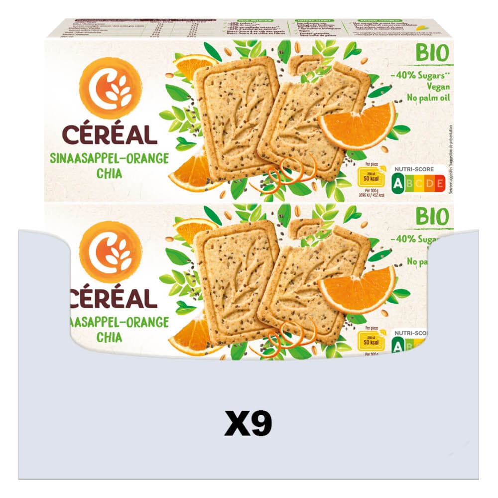 9x Céréal Healthy BIO Koek Sinaasappel Chiazaad 132 gr