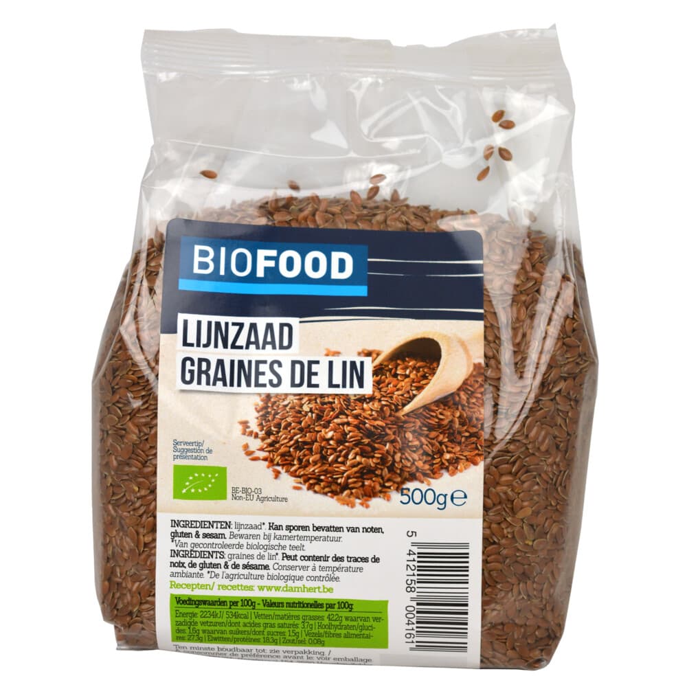 3x Damhert Biofood Lijnzaad Biologisch 500 gr