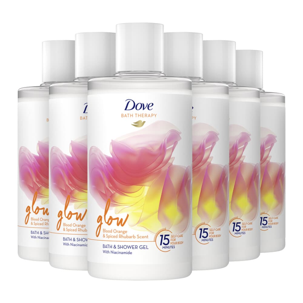 6x Dove Bath Therapy Glow Badschuim&Douchegel 400 ml