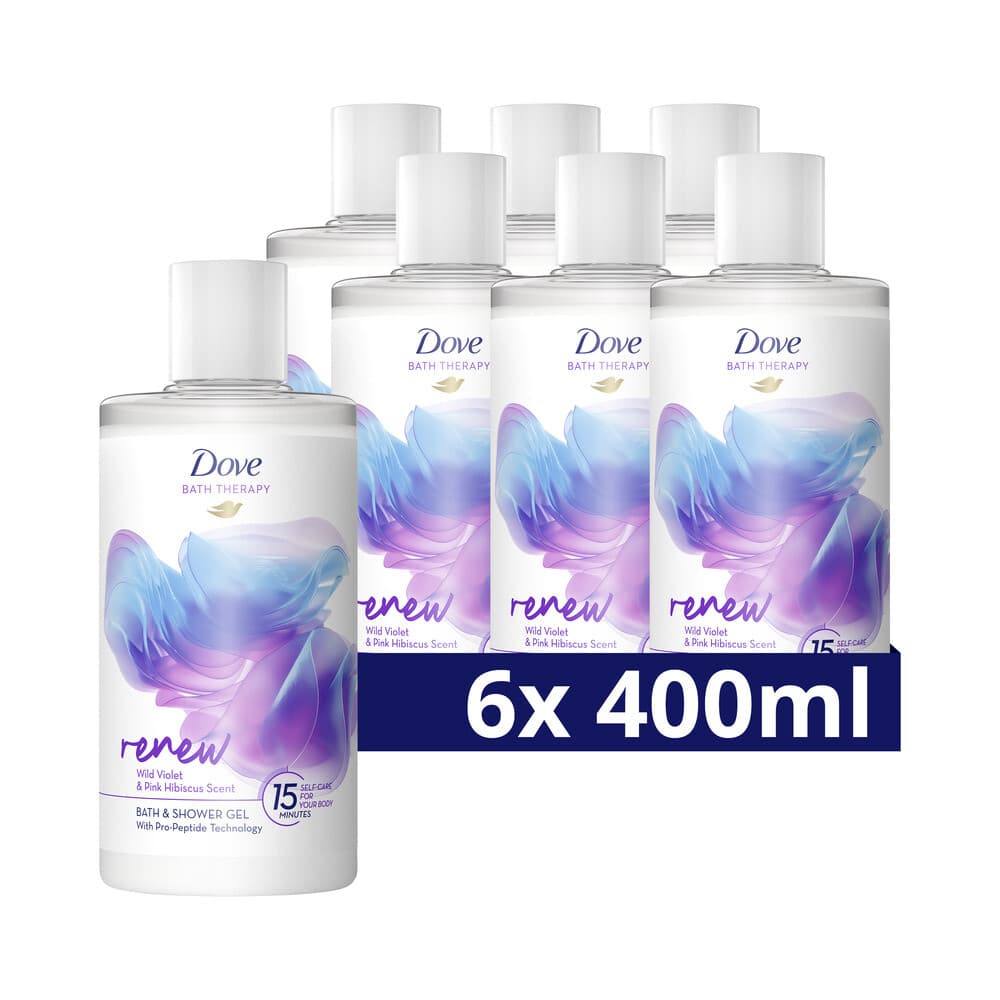 6x Dove Bath Therapy Renew Badschuim&Douchgel 400 ml