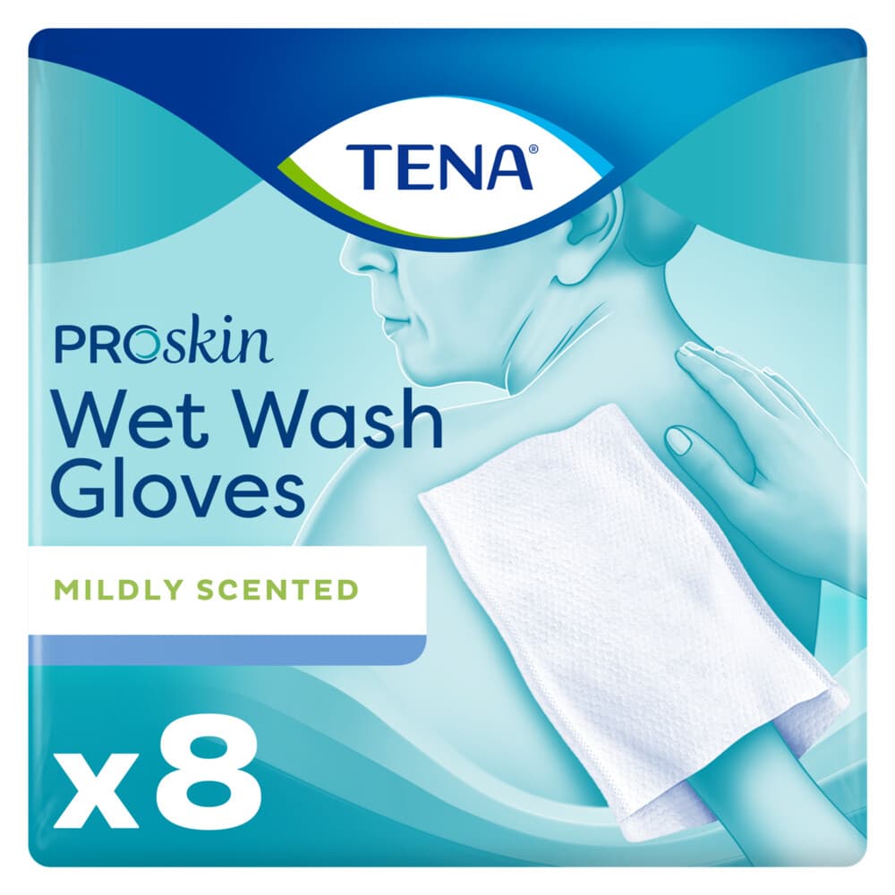 30x TENA Proskin Wet Wash Gloves Mild Geparfumeerd 8 stuks