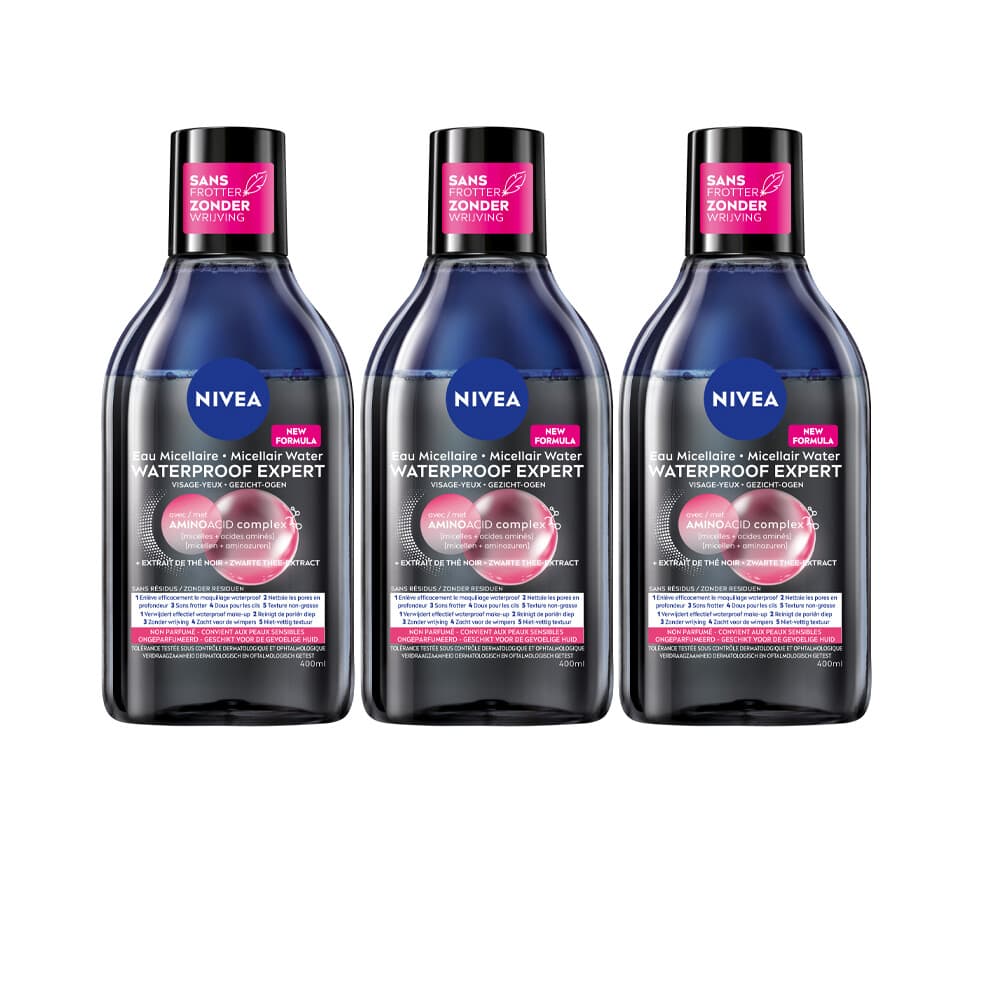 3x NIVEA 0% Residu Micellair Water Waterproof 400 ml