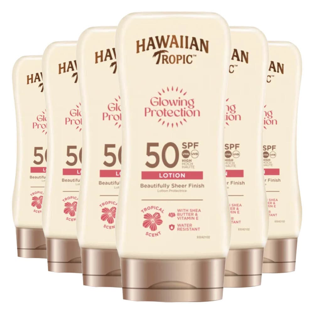 6x Hawaiian Tropic Zonnebrand Lotion Glowing Protection SPF 50 180 ml