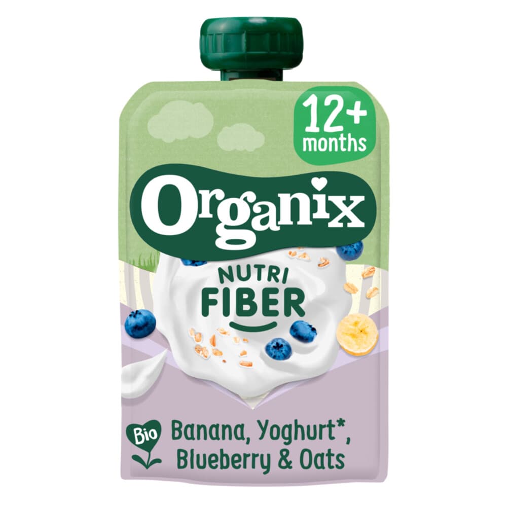 Organix Knijpfruit Nutri Fiber 12+m Banaan Blauwe Bes Yoghurt 100 gr